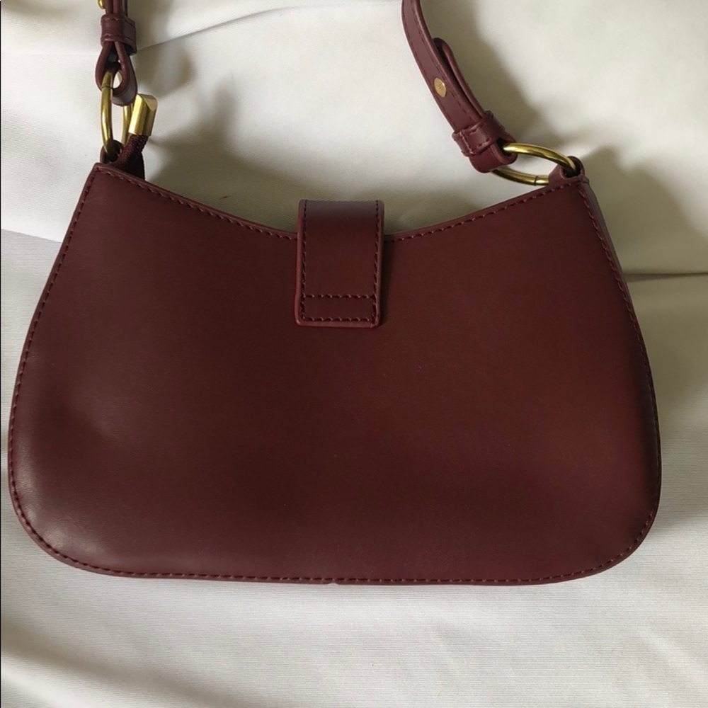 Small Vegan Leather Saddle Bag with Suede detail - Picture 7 of 12